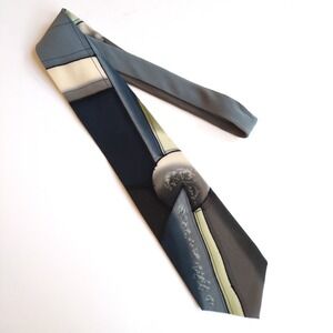 Robert Daskal Hand Painted Silk Tie Abstract Geometric Gray Black Artist Signed